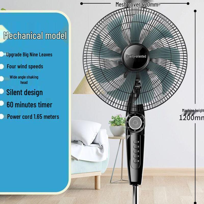 Ventilatore Elettrico Silenzioso a Risparmio Energetico: Ventilatore da Pavimento/Scrivania Oscillante Radiocomandato con Timer Meccanico, Design Verticale e Grande Flusso d'Aria