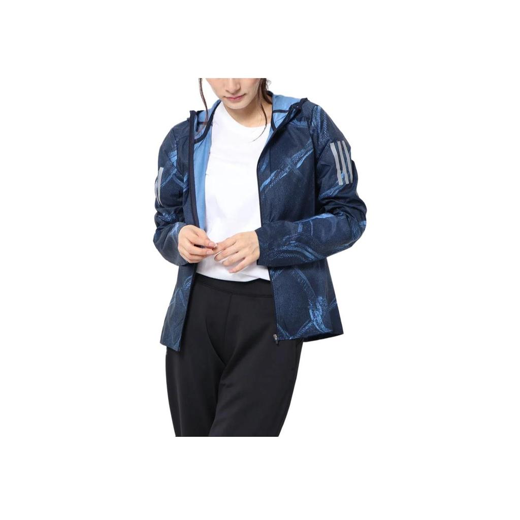 Adidas W Own The Run Hooded Zip Long Sleeve Jacket Women Jacket Navy-Blue DZ2011
