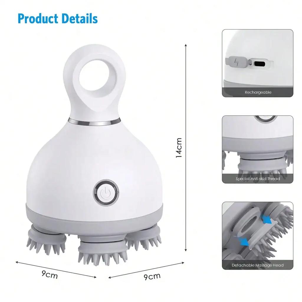 Elektrischer Kopfhaut-Massagegerät, mit Knet- und Massageknoten, zur Druckentspannung und Tiefenreinigung der Kopfhaut