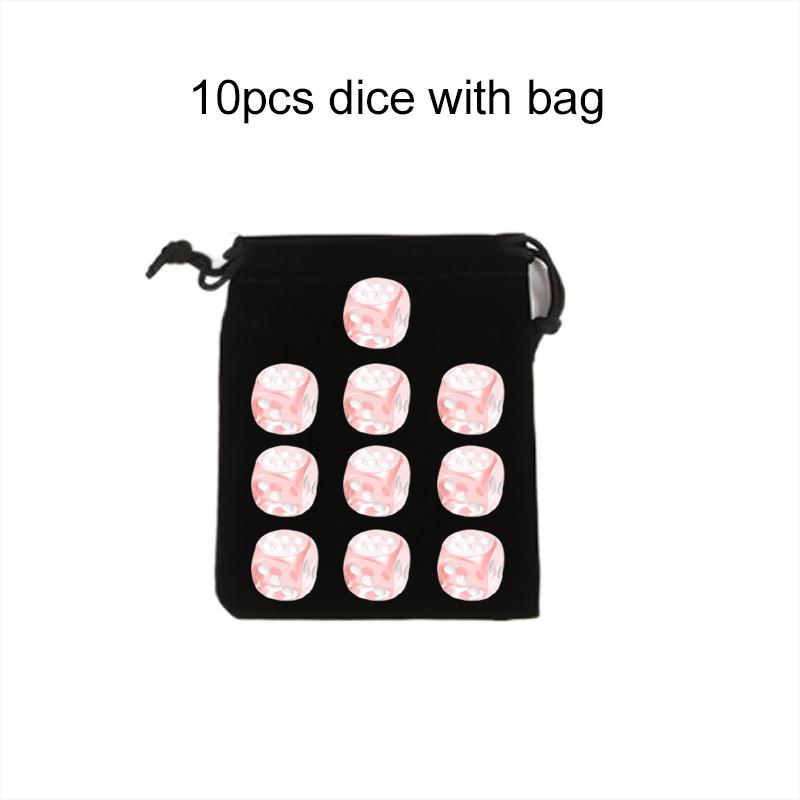 10pcs 14mm Round Corner Game Dice Set with Bag 6-Sided Acrylic Transparent Dices for Tabletop Game Entertainment Party Games TMZ