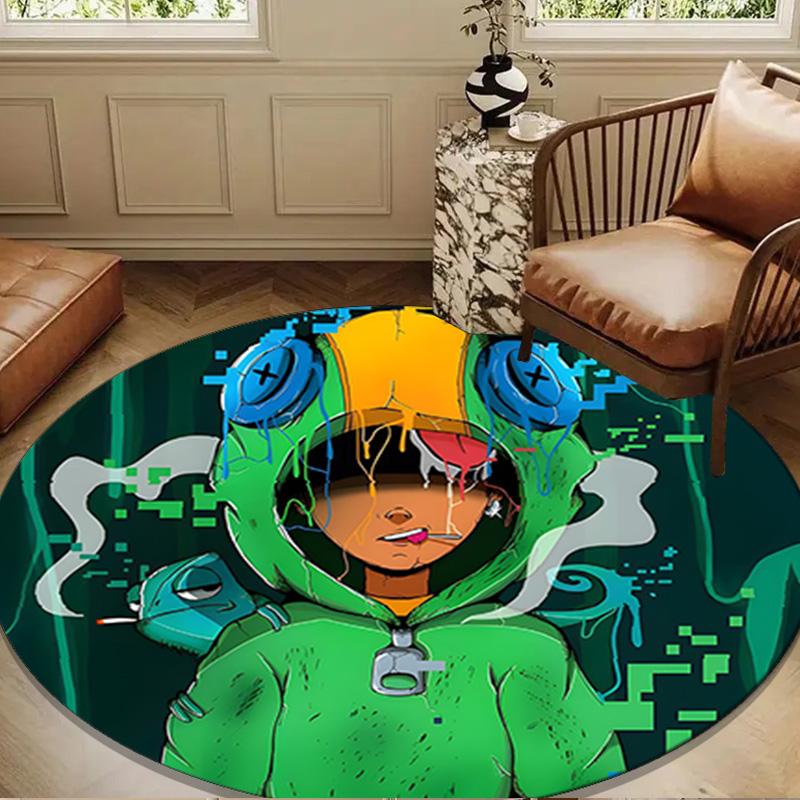 Game Adventure Heroes Round Rug for Livingroom,Bedroom, Palyroom, Chair Rug, Area rug, Circle Carpet, Large Size Fan Christmas gift