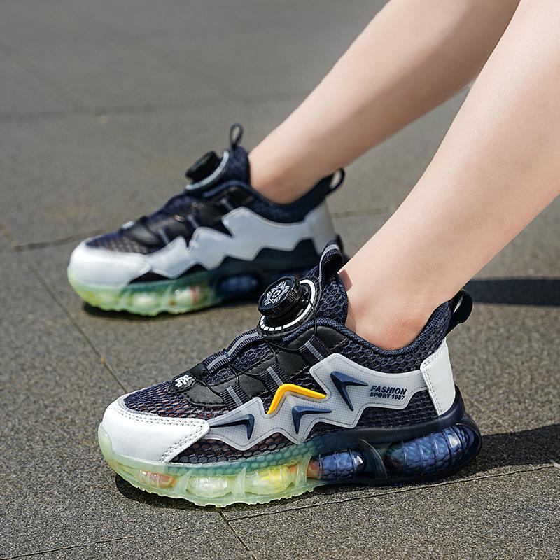 

Boys and girls shoes breathable mesh children s rotating button spring and autumn middle-aged and older children s sports shoes Size 39/Shoe inner length about 25.3cm