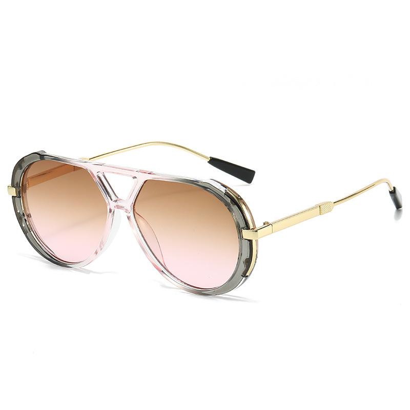 Vintage Pilot Sunglasses Fashion Double Bridge Gradient Multi-color Shades Women Trendy Luxury Design Sun Glasses