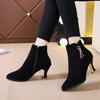Autumn Winter Black Female Short Shoes Pointed Toe Booties New in Heeled Women's Ankle Boots Designer Luxury Boot on Promotion