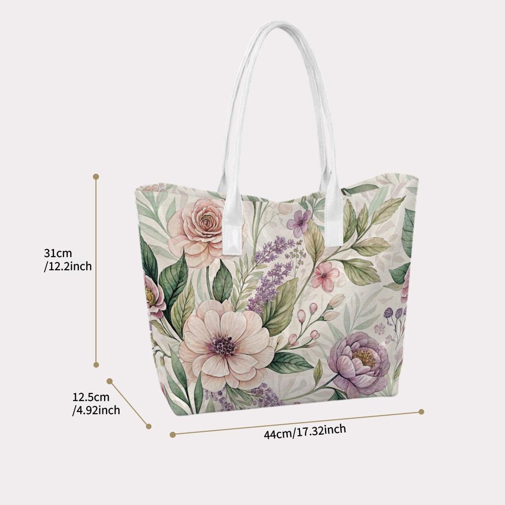 Elegant Floral Printed Casual Tote Bag Fashionable Daily Carry Handbag for Women