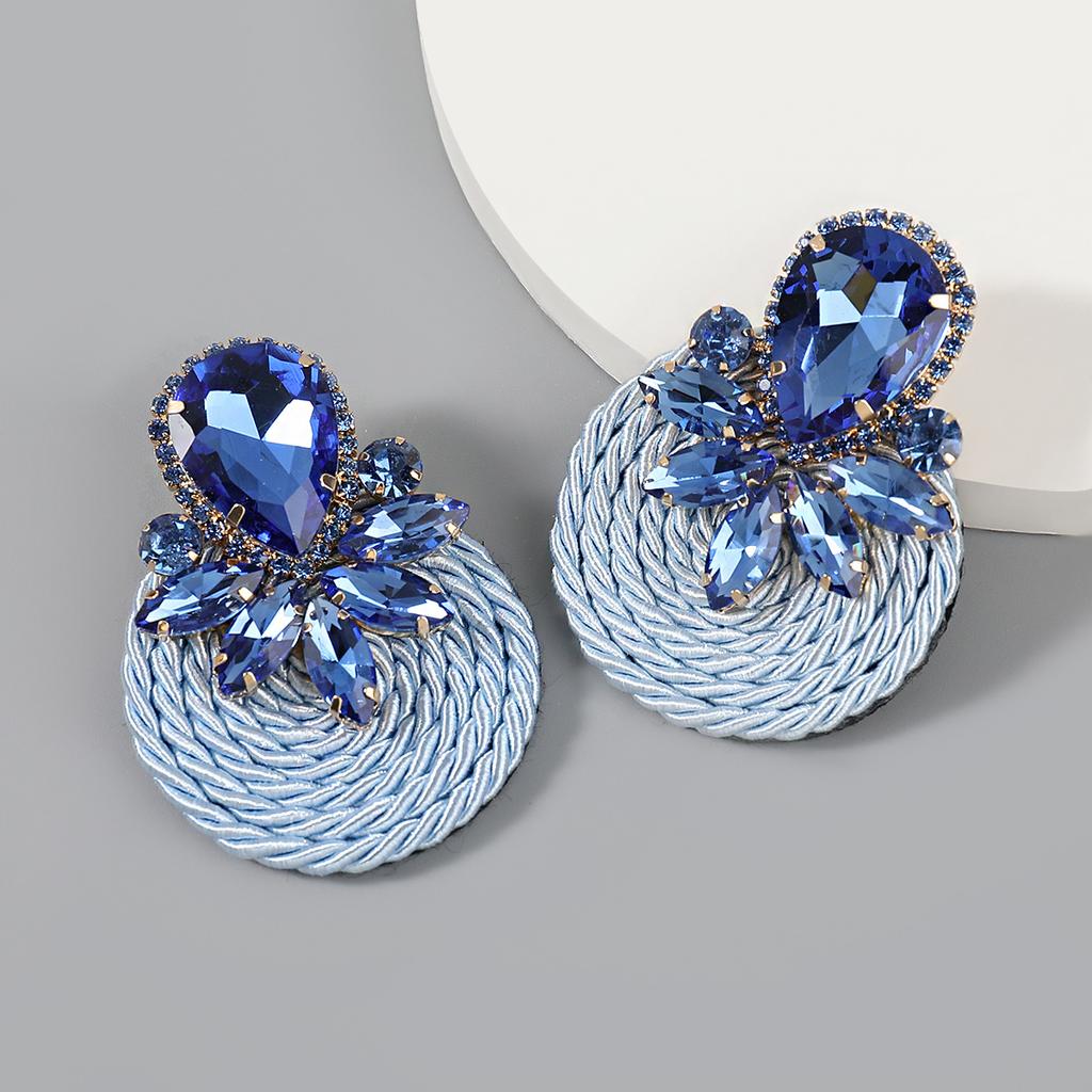 Exaggerated Geometric-shaped Polyester Stretch Yarn Woven Round Earrings for Women, New Style Jewelry