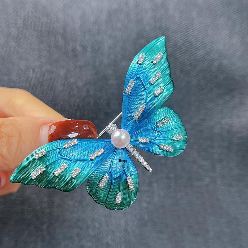 Exquisite Butterfly Rhinestone Brooch - Versatile 3D Floral Alloy Accessory for Women