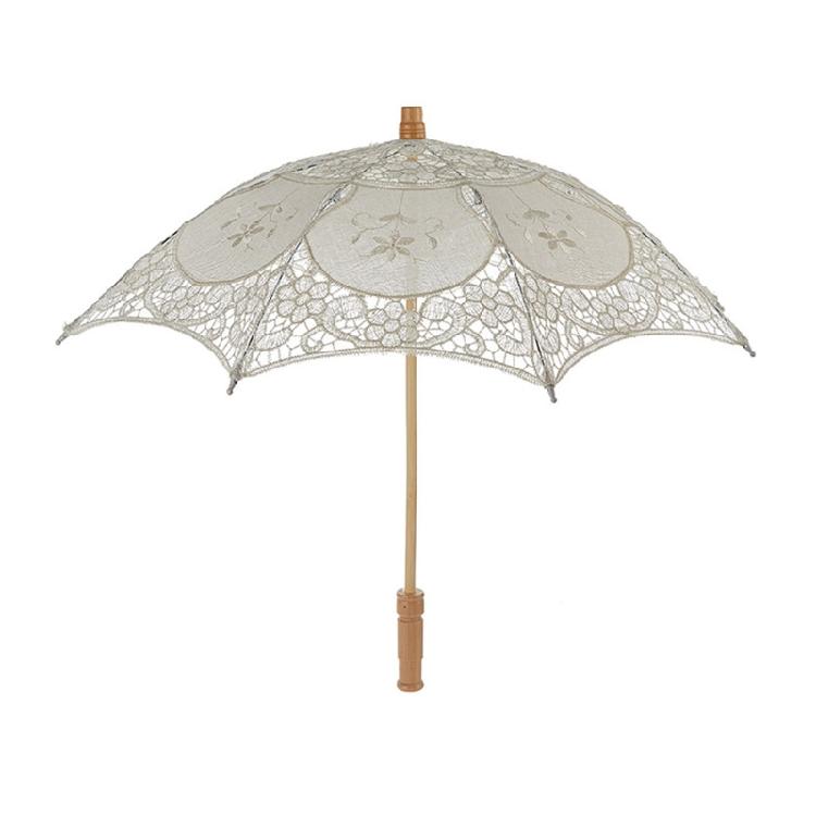 Кружевной зонт-трость Элегантный кружевной зонт для вечеринки на открытом воздухе Реквизит для фотосессии Декоративный зонт-трость Кружевной зонт для сада бежевый