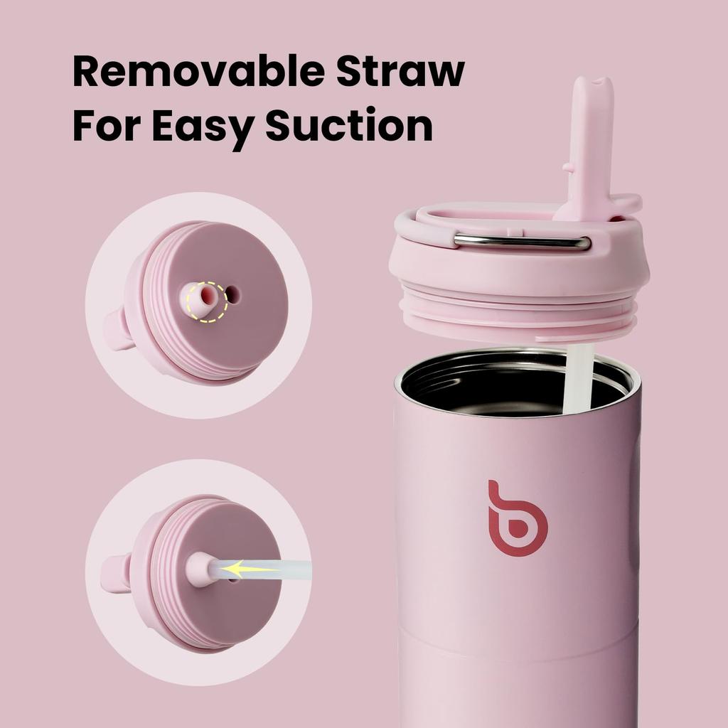 BOTTLE 750ml Water Bottle for Vacuum Stainless Light Pink Kids, Straw-Free Drinking, Insulated, Insulated, Steel, Portable, 0.75L,