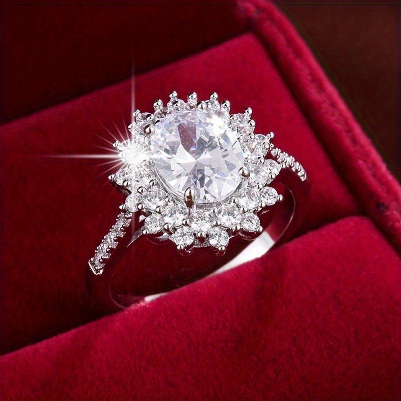 

Inlaid zircon simple ring fashion blue diamond ring niche premium wedding ring no.10