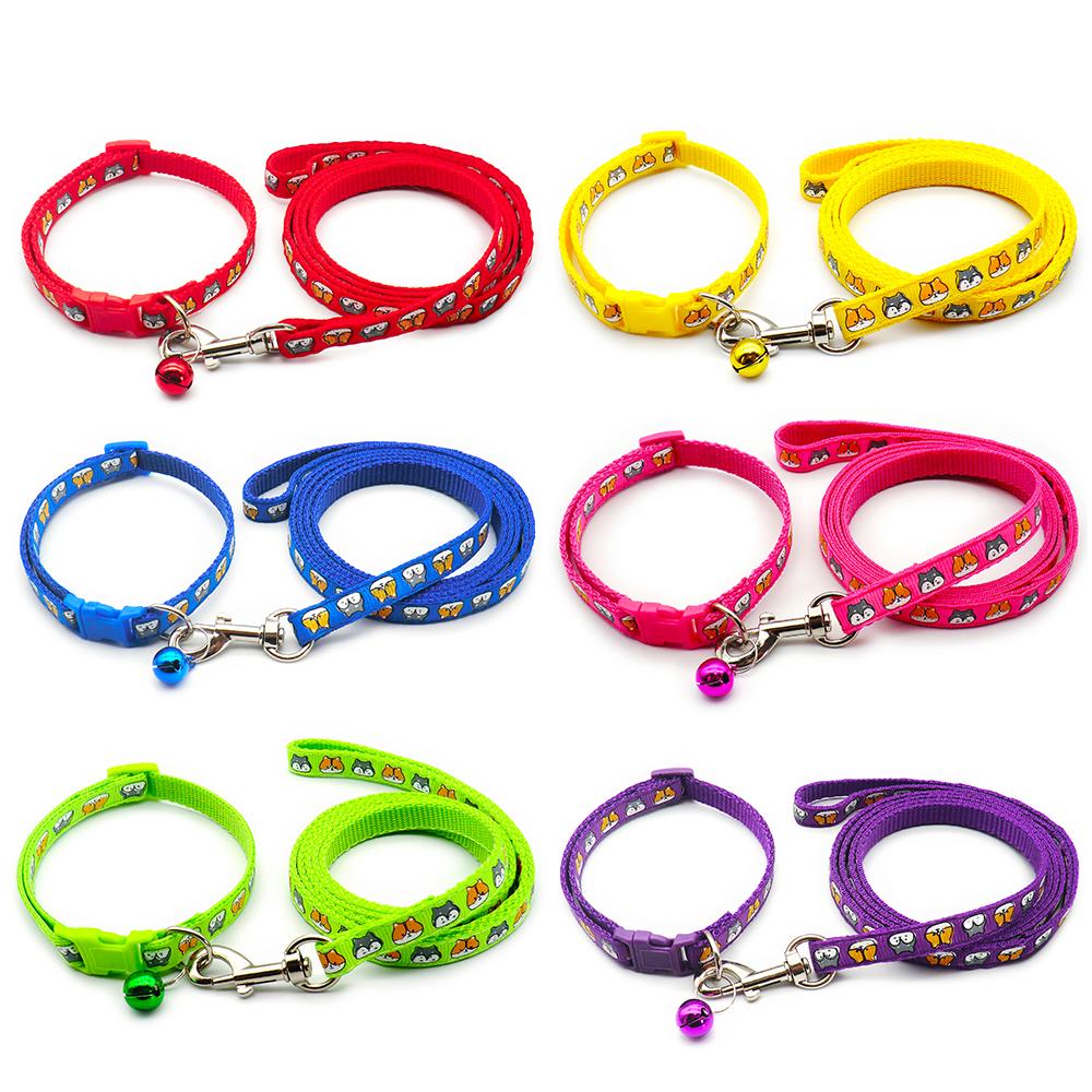 24set Adjustable Reflective Collars With Leash Cat Traction Rope Outdoor Dog Walking Anti-lost Pet Lead Supplies