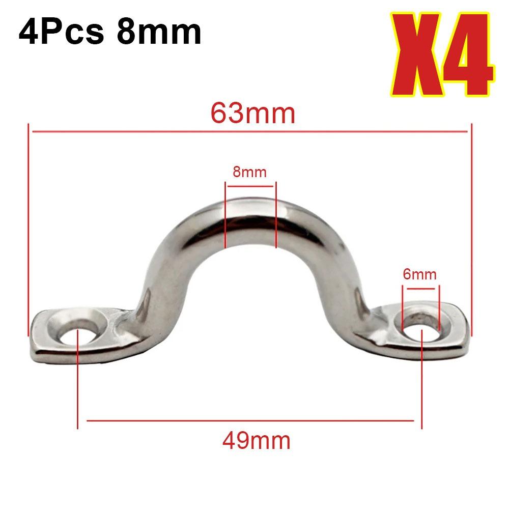 4Pcs 5/6/8mm Wire Eye Straps 316 Stainless Steel Deck Loop Canopy Engines Accessories