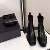Fashion 2024 Luxury Brand Women Metal Grey Block High Heels Ankle Boots Female Square Toe Chelsea Ladies Boots High Quality Short Boots