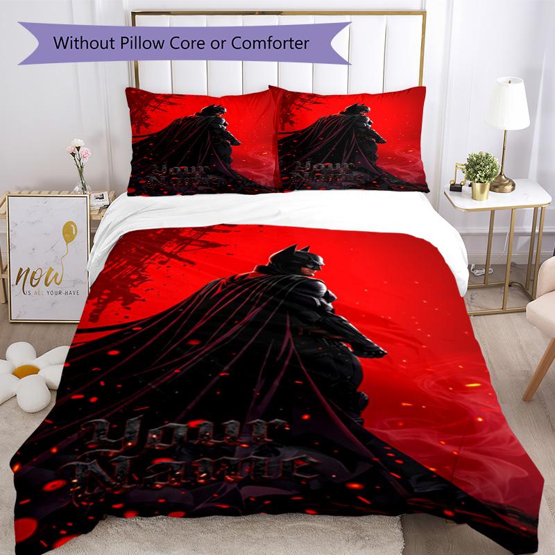Batman Batwoman Customized Name Custom Bedding Suitable for Study Room Wrinkle Resistant Home Decor Birthday Christmas GiftSpiritual Gift