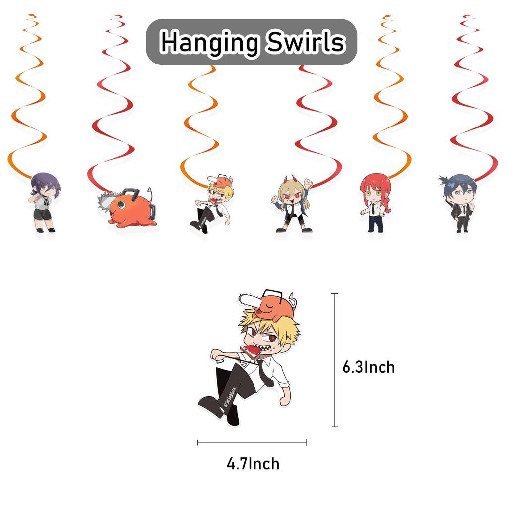 Fantastické potřeby na narozeninovou oslavu Chainsaw Man Dekorace Balónky Vlajka Topper na dort DIY