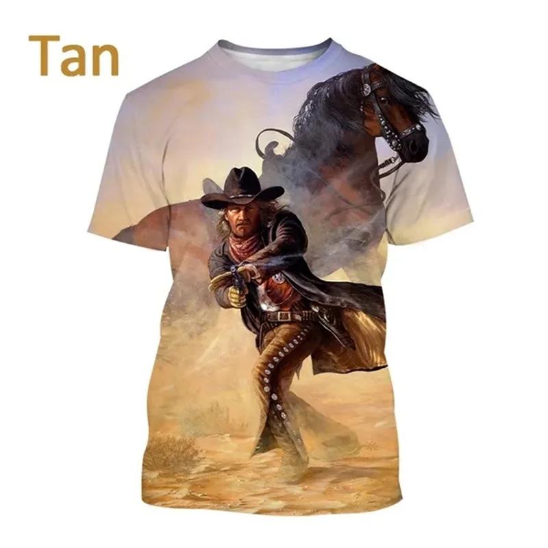 Western Cowboy Men T-shirt Sport Quick-dry Breathable Casual Street Outdoor Fun Cosplay Party Short-sleeve Top