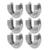 6 Sets 32mm Wardrobe Brackets Stainless Steel Heavy Duty U Shaped Closet Rod End Support with Screws