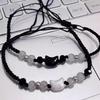 2pcs Cute Cat Beaded Couple Bracelet Hand Woven Adjustable Bangles Friendship Jewelry for Men Women Anniversary Gift Accessories