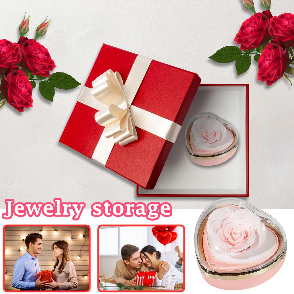 Automatic Flip-up Heart-shaped Rose Gift Box, Ring Pendant Jewelry Box, Necklace Box