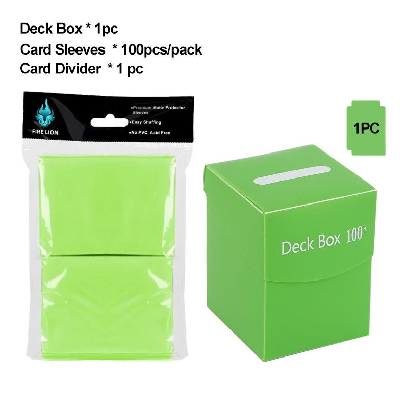 Cards Deck Box for Pokemon MTG TCG Trading Cards with 1pc Divider and 100PCS 66x91mm Matte Standard Size Card Sleeve for TCG MTG