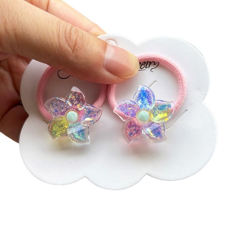 

2PCS Cute Cut Colorful Flowers Kids Hairpins Children Headwear Baby Hair Clips Girl Hair Accessories Elastic Hair Bands