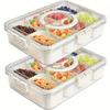 Divided Serving Tray with Lid and Handle, Portable Snackle Box for Party, Veggies, Snack, Fruit, Nuts, Candy, Christmas Picnic