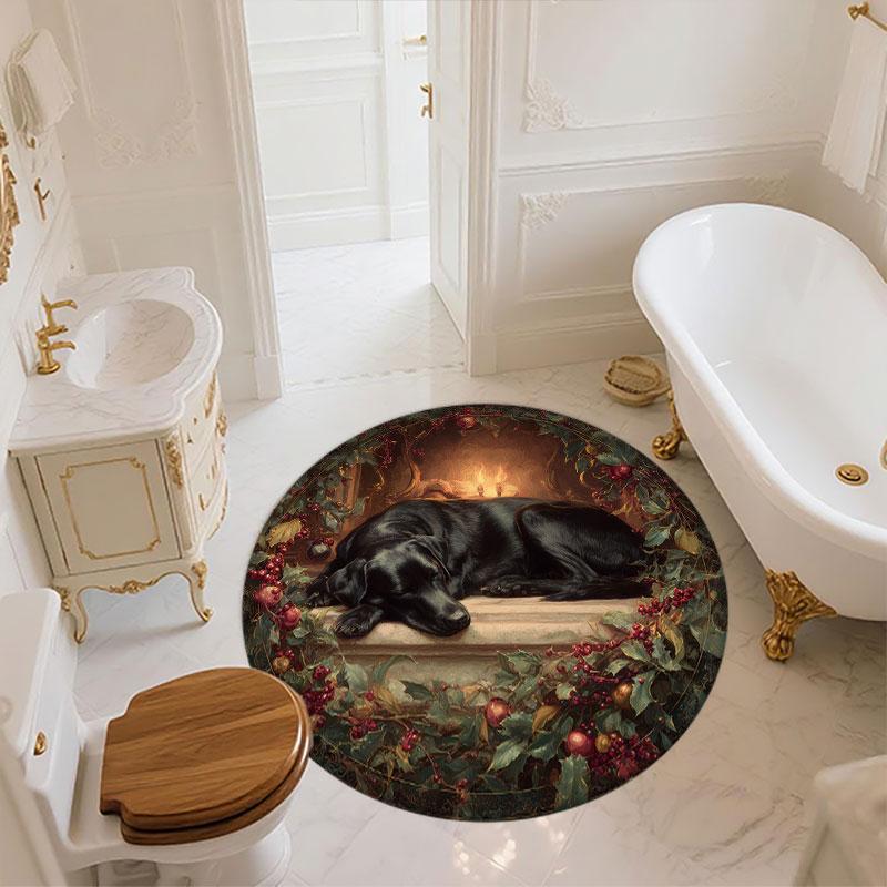 Christmas Dogs pattern round rug,Carpet Rug for Living Room Bedroom Playroom ,Non-slip Floor Mat,Holiday Gifts and Birthday Gifts.