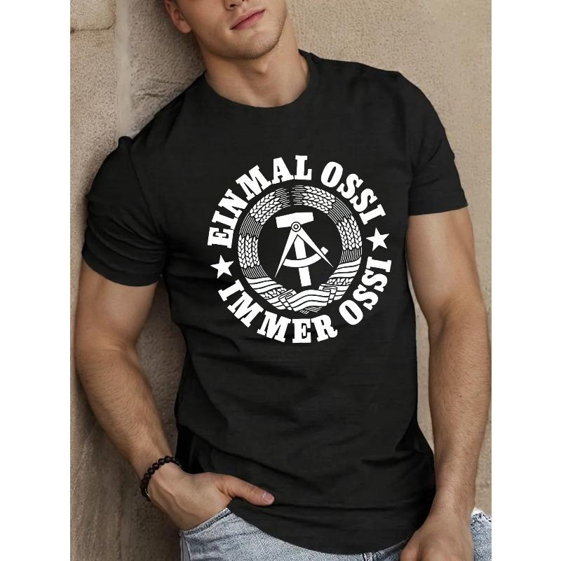 

European Size Men s Short Sleeve T-Shirt with Ossi System - Casual Summer Round Neck Tee, Machine Washable Regular Fit Top for Casual Attire 4XL чорний