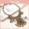 Ethnic Style Simulation Gemstone Multi Layer Round Coin Women Metal Necklace For Fashion