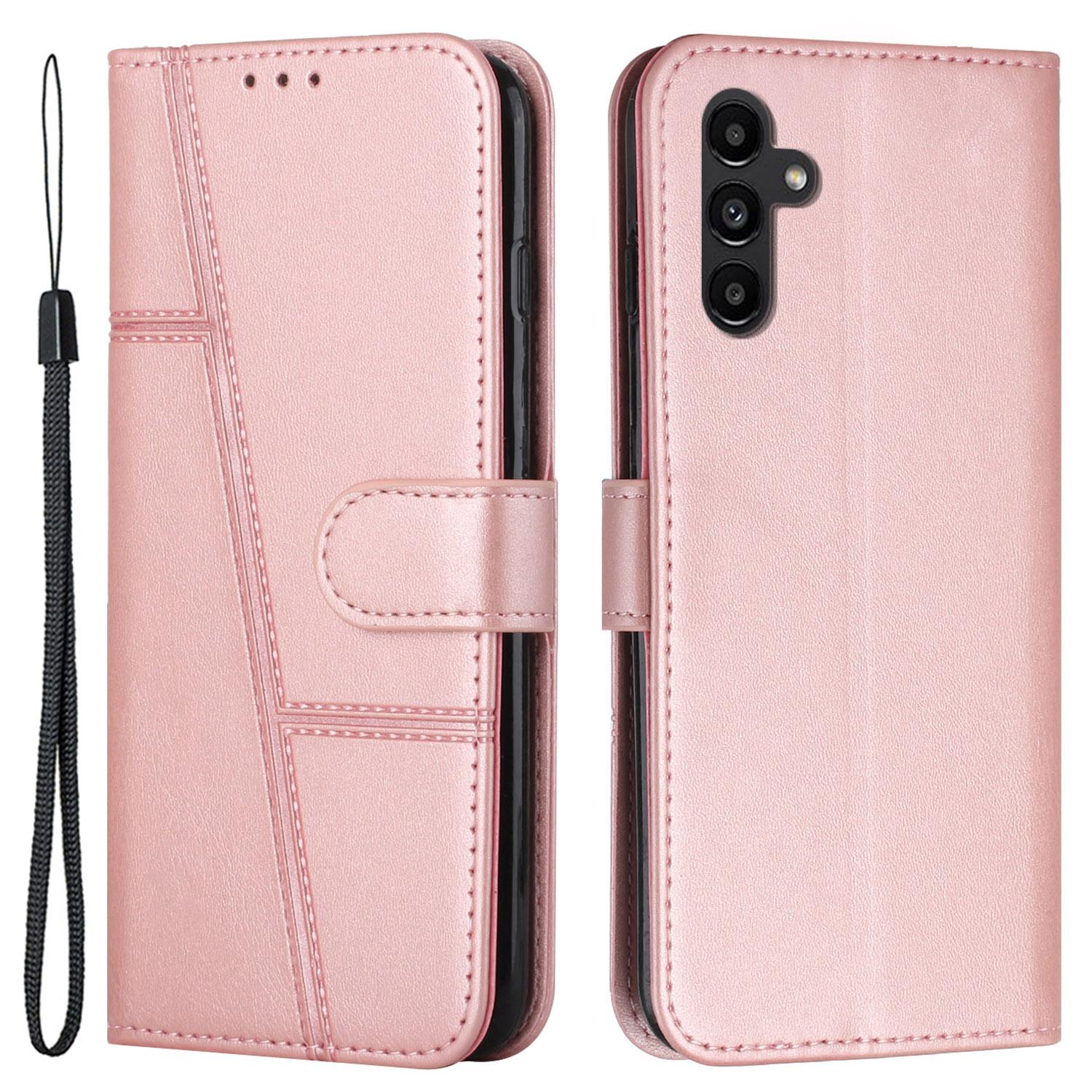 

For Samsung Galaxy A15 4G Case Calf Texture Wallet Leather Phone Cover Rose Gold