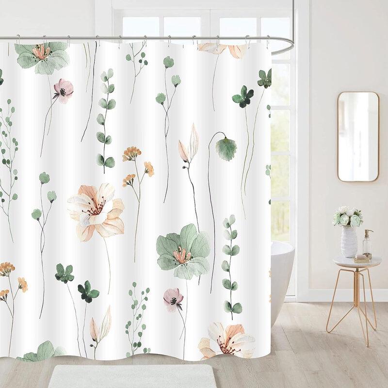 Handon Botanical Floral Print Waterproof Shower Curtain