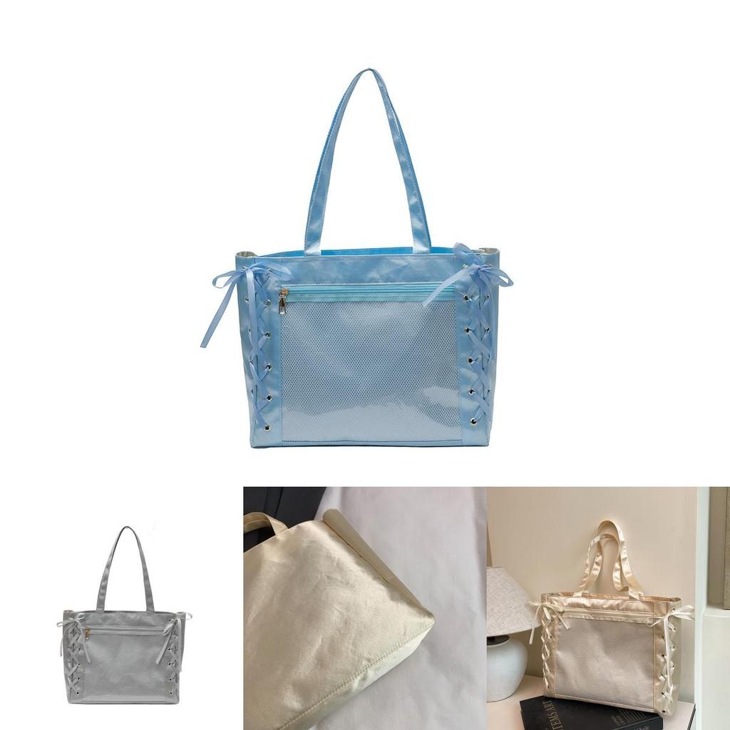 Bag With Bow Ribbon Nylon Large Capacity For Daily Use