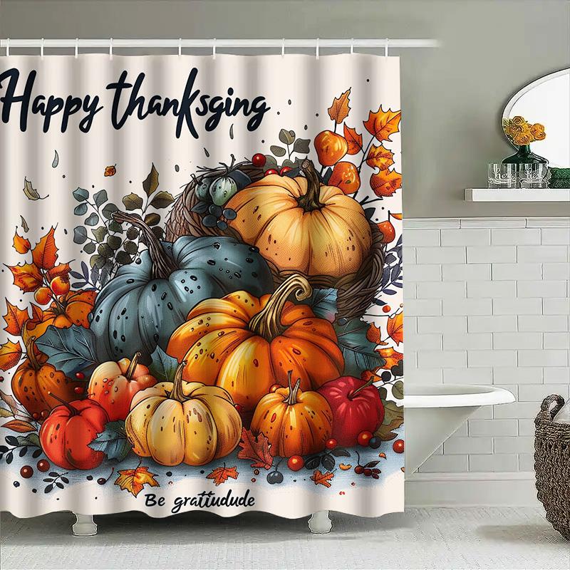 

1Pccute Fall Harvest Pumpkin Shower Curtain Festive Autumn Decor For Bathroom Kids Room W60H190(CM)-1 Pcs
