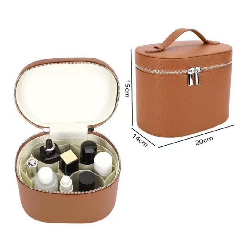 1pcs Portable  PU Leather Layered Cosmetic Case Large Capacity Travel Toiletry Organizer Waterproof Makeup Storage Box