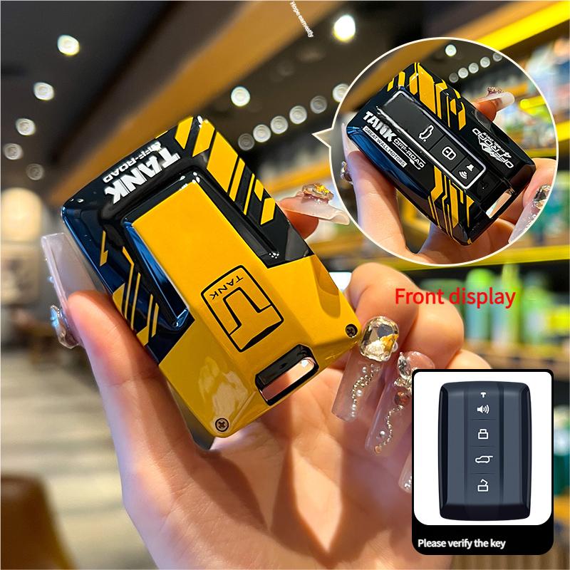 Fob Smart Key Protective Accessories Car ABS & Silicone Key Case Cover Buckle Chain For Great Wall GWM WEY TANK 300 500 Tank300