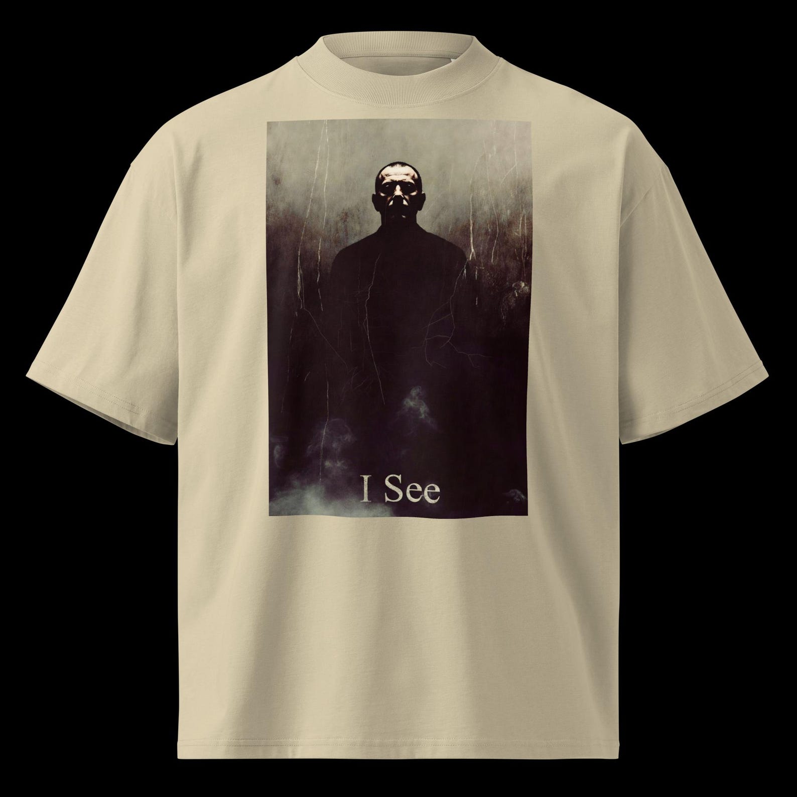 I See - Dark Portrait T-Shirt, Minimalist Aesthetic Graphic Tee, Cinematic Art Oversized Shirt, Stoic Male Portrait, Premium 4XL