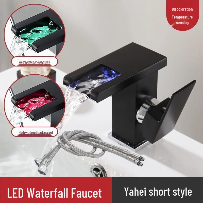 Waterfall Basin Faucet with LED Temperature Display