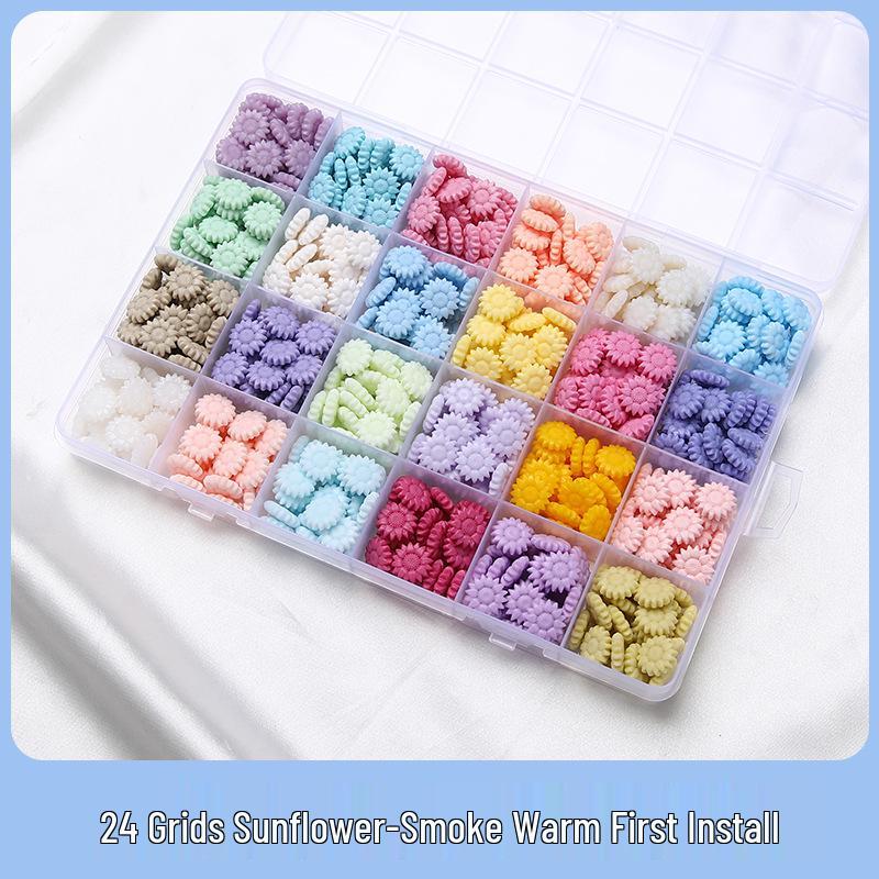 Sunflower Sealing Wax Granules In Transparent Box - Grid-Style Set with 10/15/24 Colors for Stamps