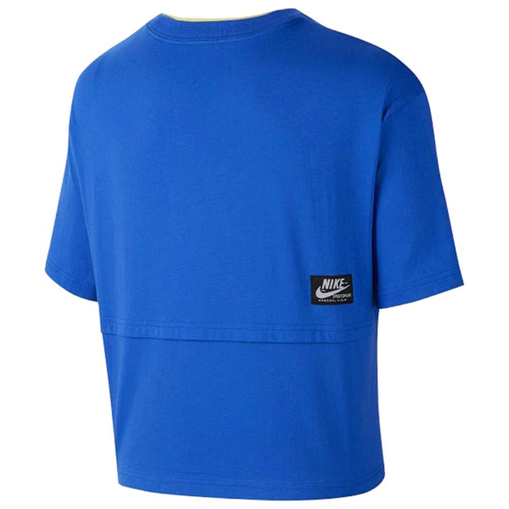 Nike Loose Letter Print Round Neck Short Sleeve T-Shirt Women Tops Blue CJ2040-480