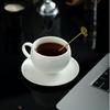 White Twilight Ceramic Coffee Cup & Saucer - Simple Porcelain Mug for Pour-Over, Water, or Tea