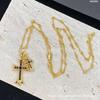 Double Cross Diamond Croissant Necklace: Versatile Retro Jewelry for Couples