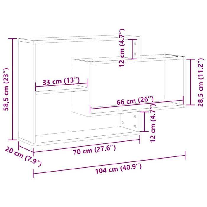 VidaXL Étagère murale chêne artisanal 104x20x58,5 cm bois d'ingénierie, étagère flottante, étagère murale d'exposition, 855823