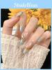Women's Handmade Ice Transparent Marble Pattern Nail Stickers Long Style Removable Forest Mist Color