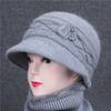 Mother Hat In The Elderly Autumn and Winter Rabbit Hair Knitted Pearl Pot Hat Women Thickened Winter Old Lady Wool Hat