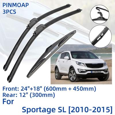 3PCS für KIA Sportage SL 2010-2015 24" 18" 12" vorne hinten Wischerblätter Windschutzscheibe Windschutzscheibe Fensterschneider Zubehör 2010 2011 2012 2013 2014 2015