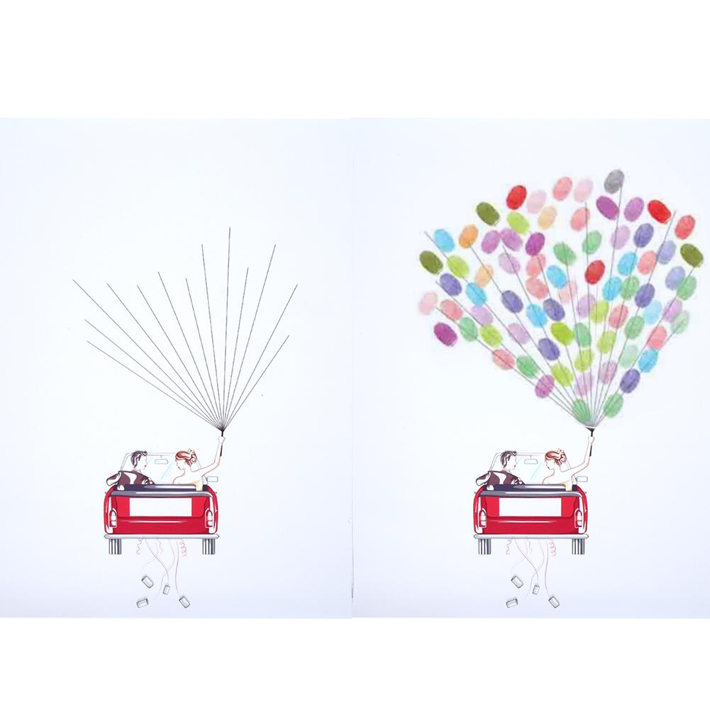 

DIY Groom and Bride Wedding Car Pattern Fingerprint Guest Signature Guestbook Painting Wedding DecorationHK156