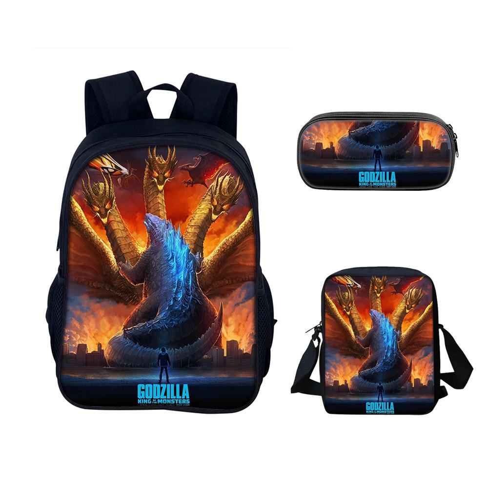 Godzilla Backpack Set With Nylon Material For School And Travel Use