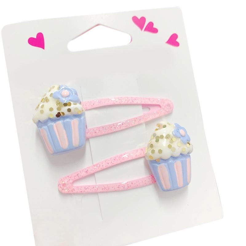 2 Stück Glitzernde Schmetterlings- und Cupcake-Haarspange für Mädchen Cartoon-Haarnadel Haarschmuck Kinder Haaraccessoire Geschenkset