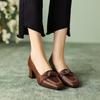Fashion New Retro Women's Fashion Square Toe High Heels 2025 Spring and Summer Women's Butterfly Decorative Office Girl Mid-heeled Shoes