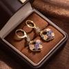 Opal Diamond Hollow Earrings Light Luxury Super Flash Diamond Contrasting Diamond Stud Earrings Niche High-End Exquisite Earrings